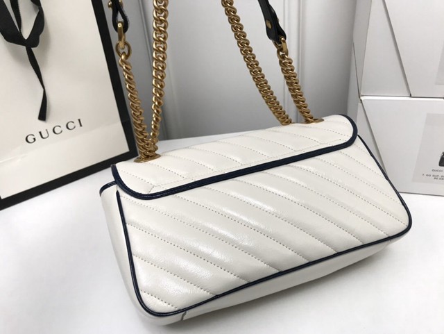 Gucci經典款女包 443497 古馳GG Marmont拼色斜挎包 Gucci全皮鏈帶肩背包  gqy3890